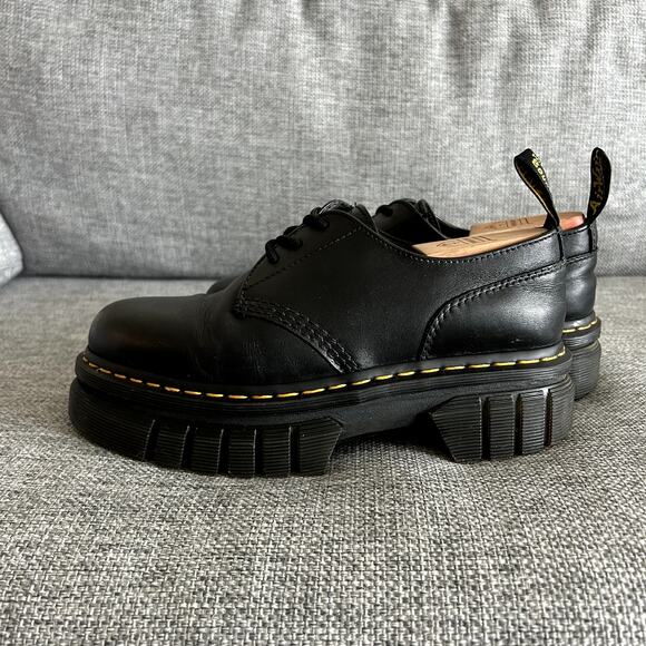 Dr. Martens Audrick 3-Eye Platform Shoes Black Leather UK 7 US 9 Chunky Sole EUC - Picture 3 of 16